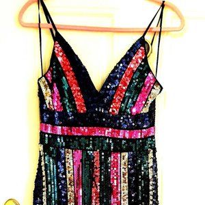 SEQUIN MULTICOLOR STRIPED BODYSUIT/ ROMPER Small